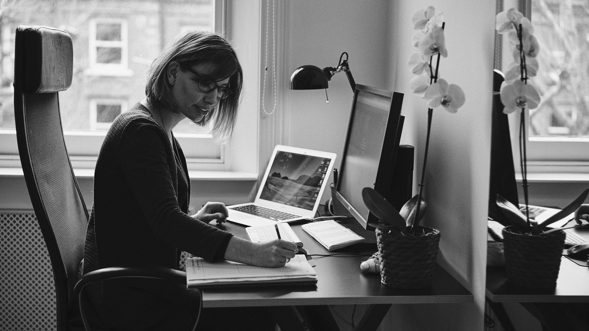 Kathrin at desk